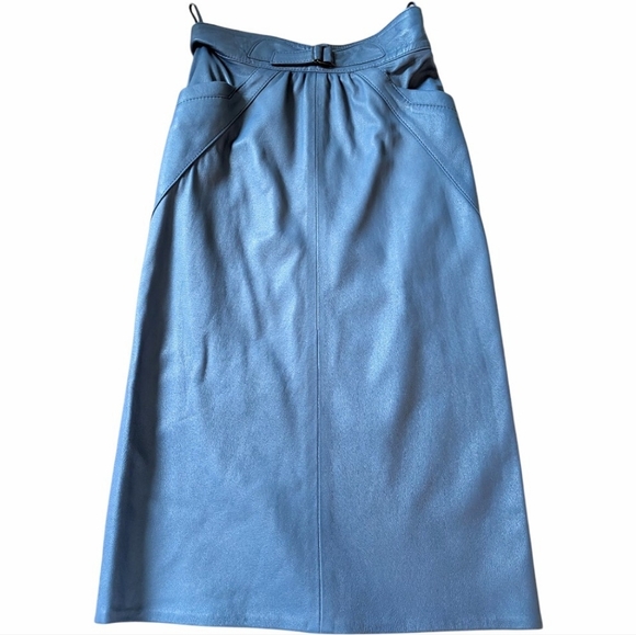 Vintage 1980s Penny Genuine Leather Skirt Suit | Colonial Blue | EUC - Picture 6 of 13